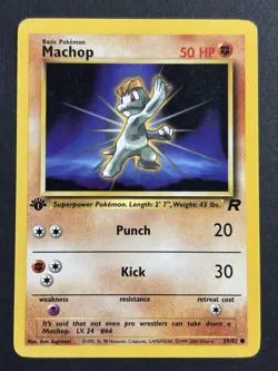 Pokemon Team Rocket 1st Edition Common Dark Machop #59 NM - Image 1
