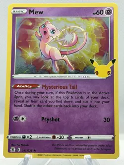 Pokemon HOLO Mew 011/025 HOLO RARE Celebrations 25th Anniversary - Image 1