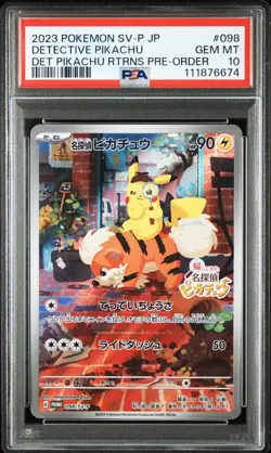 2023 POKEMON JPN SV-P PROMO #098 DETECTIVE PIKACHU PSA 10 - Image 1