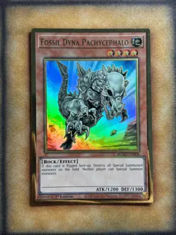 Yugioh Fossil Dyna Pachycephalo MGED-EN008 Gold Rare 1st Ed NM - Image 1