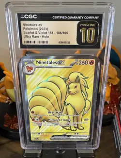 Ninetales ex 2023 SV 151 Ultra Rare Holo 186/165 CGC PRISTINE 10 Pokemon Card - Image 1