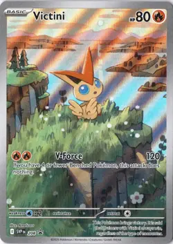 Victini 208 Scarlet & Violet Promo Black Blot White Flare Pokemon Trading Card - Image 1