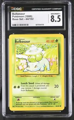 CGC 8.5 Bulbasaur 1999 Base Set 44/102 Pokemon Card - Image 1