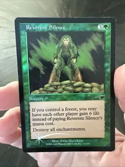 MTG Magic The Gathering Card Reverent Silence FOIL Nemesis Green Common 111/143 - Image 3