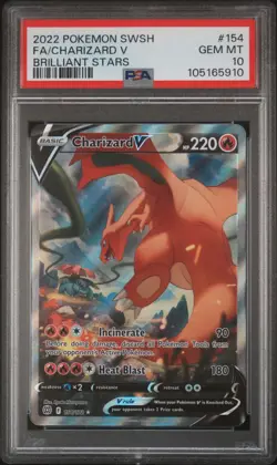 Pokemon Charizard V Alt Full Art 154/172 Brilliant Stars #154 GEM MINT PSA 10 - Image 1