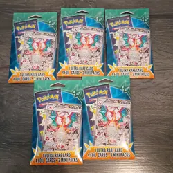 LOT OF 5 Pokemon Poke Mini Pack 3 Packs 1 Ultra Rare 4 Foil Cards - Image 1