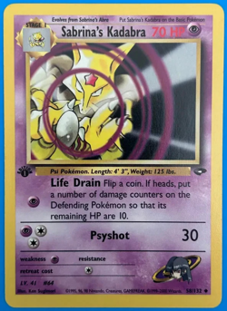1st Edition Sabrina's Kadabra 58/132 Gym Challenge Pokemon Card Rare LP - Image 1