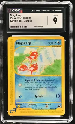 CGC 9 MINT Magikarp 2003 Skyridge 75/144 Pokemon Card - Image 1