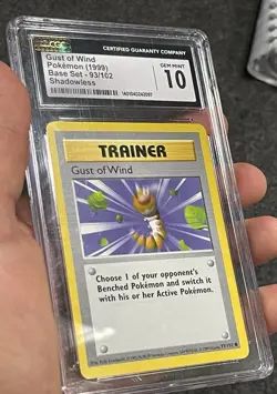 Pokemon CGC 10 GEM MINT Gust Of Wind Shadowless Base Set Original Card 93/102 - Image 2
