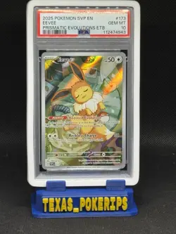 Pokemon TCG Prismatic Evolutions Eevee Card 173 Illustration Rare Promo PSA 10 - Image 1