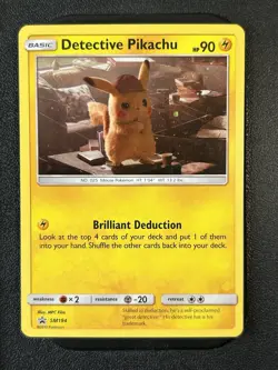 2019 Pokemon Sun & Moon Promos #SM194 Detective Pikachu Holo Black Star Promo NM - Image 1
