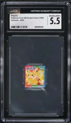 1998 Pokemon Japanese Nintendo Final GB Pocket Cards Pikachu #25 CGC 5.5 EX+ - Image 1