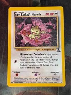 Team Rocket's Meowth # 18 Black Star PROMO WOTC Rare Pokemon Card Tcg - LP - Image 1