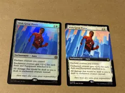 2 x mtg With Great Power..., 1 foil, 1 borderless, Spiderman set, unplayed - Image 1
