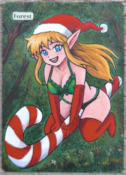 Mtg Island Hand Painted Altered Art - Anime Girl! - Image 1