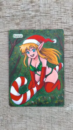 Mtg Island Hand Painted Altered Art - Anime Girl! - Image 3