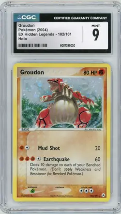 2004 Pokemon EX Hidden Legends Groudon 102/101 Holo CGC 9 *SWIRL* - Image 1