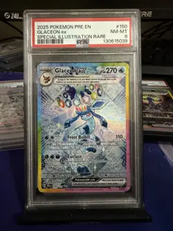 2025 POKEMON PRISMATIC EVOLUTIONS SPECIAL ILLUSTRATION RARE GLACEON EX PSA 8 - Image 1