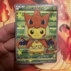 CUST0M FAN ART CARD Charizard Poncho Pikachu PROMO 208/XY-P Japanese NM - Image 5