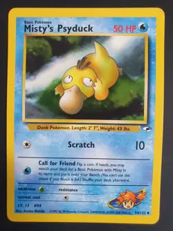 Misty's Psyduck 54/132 - Gym Heroes Set - Pokemon Card - Excellent Condition - Image 1