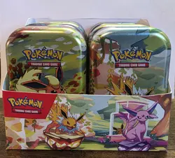 (8) Prismatic Evolutions Mini Tins FULL set Art Card + Coin NO CARD PACKS 3 Sets - Image 1