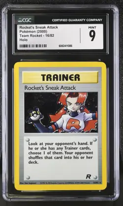 CGC 9 MINT Rocket's Sneak Attack 2000 Team Rocket 16/82 Holo Pokemon Card - Image 1