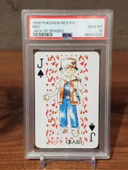1998 Pokemon Red Red Back Poker Playing Card Jack of Spades - PSA 10 - Image 1