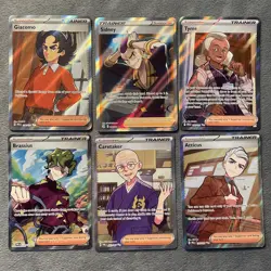 Full Art Trainer Pokemon Cards Lot Giacomo Sidney Tyme Brassius Caretaker Atticu - Image 1