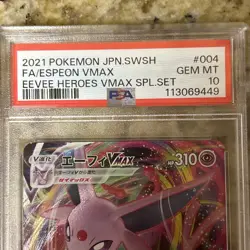 PSA 10 Espeon Vmax Eevee Heroes Promo 004/004 Japanese Pokemon Card - Image 2