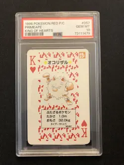 Primeape #057 Pokemon Red Playing Card Poker King Hearts Nintendo PSA 10 - Image 1