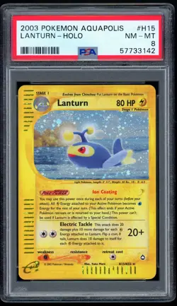 2003 Pokemon Unlimited Aquapolis H15/H32 Lanturn Holo PSA NM-MT 8 - Image 1