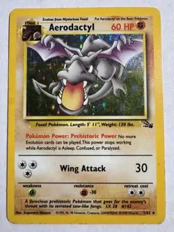 Pokemon 1999 Jungle Set Aerodactyl 1/62 Holo Rare Card English Version MP - Image 1