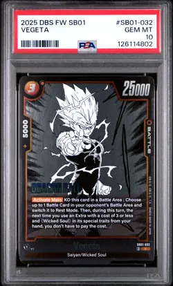 2025 DRAGON BALL SUPER CARD GAME FUSION WORLD MANGA BOOSTER 01 VEGETA PSA 10 - Image 1