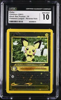 CGC 10 GEM MINT Pichu Black Star Promo 35 Reverse Holo Pokemon Card - Image 1