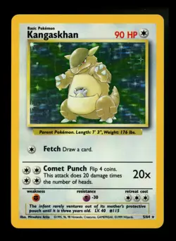 ERROR No Symbol Kangaskhan 5/64 Jungle 1999 Holo Rare WOTC Pokemon Card TCG - Image 1