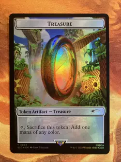MTG Foil Treasure Token (2094) Secret Lair: X Sonic: Chasing Adventure Near-Mint - Image 1