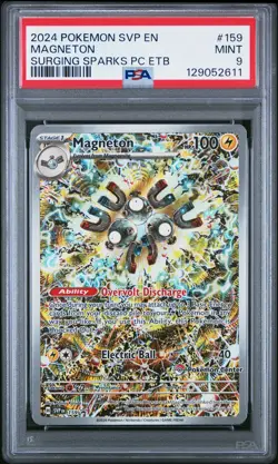 2024 POKEMON SURGING SPARKS POKEMON CENTER ETB PROMO #159 MAGNETON PSA 9 - Image 1