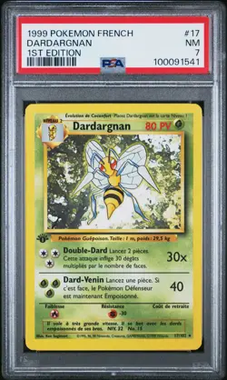 1999 POKEMON FRENCH 1ST EDITION #17 DARDARGNAN PSA 7 - Image 1