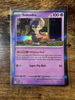 Pokemon Indeedee 154 SVP Promo Holo Surging Sparks Stamped - Image 1