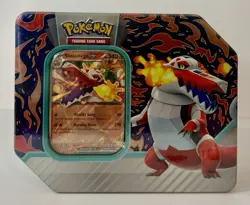 Pokemon TCG Paldea Partners Tin Skeledirge EX Includes 5 Booster Packs Sealed - Image 1