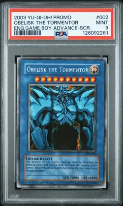 2003 YU-GI-OH! PROMO GAME BOY ADVANCE #002 OBELISK THE TORMENTOR PSA 9 - Image 1