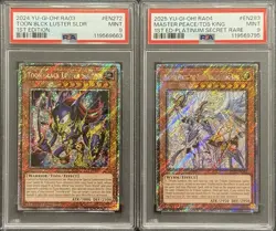 2024 PSA 9 YUGIOH RA03 PLATINUM SECRET RARE TOON BLS & MASTER PEACE SET 💫 - Image 1