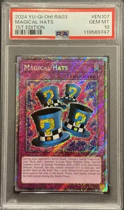 2024 PSA 10 YUGIOH RA03 BONANZA PLATINUM SECRET RARE MAGICAL HATS 💎 - Image 1