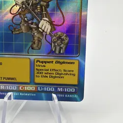Puppetmon Card Bo-96 Mega Level Digimon Holo Foil, Bandai 1999/NM - Image 5