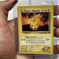 Lt. Surge's Pikachu 84/132 Pokemon TCG Gym Challenge Unlimited LP+ Card WOTC Vtg - Image 1