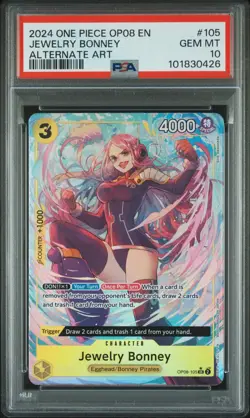 One Piece Card Jewelry Bonney Alt Art OP08-105 Two Legends PSA 10 - Image 1