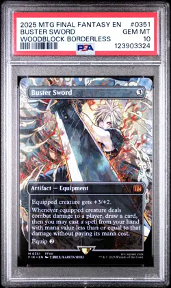 3324 Buster Sword 2025 Magic: The Gathering Final Fantasy #0351 Woodblock PSA 10 - Image 1