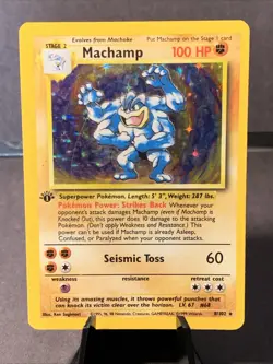 Pokemon TCG Machamp Holo 1st Edition Base Set #8/102 Holo Rare VTG WOTC - Image 1