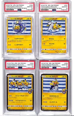 (4) Lot 2018 Pokemon Yokohama Center Promo JP Pikachu #280 #281 #282 #283 PSA 10 - Image 1