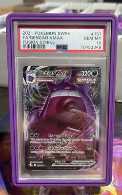 Pokemon Gengar VMAX PSA 10 157/264 Fusion Strike 2021 Full Art - Image 1